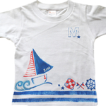 名前入れ 手描きTシャツ【マリン】