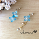 紫陽花と雨粒のピアス
