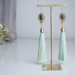 long tassel ピアス/イヤリング(green)
