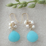 つぶつぶ淡水パール＆ロシアンブルーピアス
