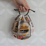 まる巾着【アメリカン柄】茶色