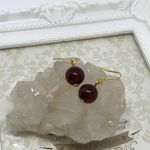 レッドアンバー一粒ピアス