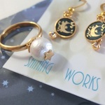 ワンコインセール　月と星のセットアクセサリー　リング　ピアス