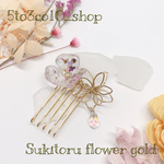 透き通るFlowerヘアコーム gold