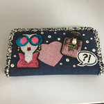 デニム　財布　ワッペン　デコレーション　キラキラ