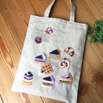  Cafe-sweets☆羊毛刺繍トート〜ブルーベリースイーツ♡