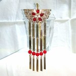 花の銀ビラ風かんざしレッド