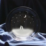 【一緒にみる三日月の夜空】猫モチーフのガラス小皿