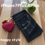 iPhone 6.6s.7.8PLUS共通手帳帳型iPhoneケース★キラキラはーとホルダー付き