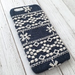 インディゴ刺繍レース ダークネイビーiPhoneケース