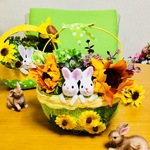 プライスダウンペアウサギ🐇ひまわり付きバスケット🌻