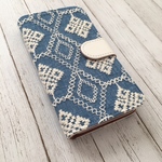   手帳型 ダイヤ刺繍レース iPhoneケース