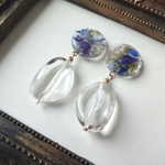 青いお花のクリアピアス/イヤリング