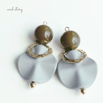 レトロ♡グレー×カーキ        ピアス イヤリング