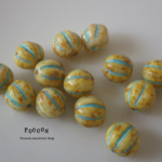 8mm marble stone *blue line  メロン チェコビーズ 10個
