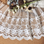 1m 広幅 お花 刺繍 ソフトチュールレース 白 BK180708 ハンドメイド 手芸 素材 材料 ドレス