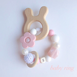 歯固めイニシャル入りリング♡pink ring♡選べる木製歯固めセット