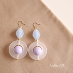 ラベンダーカラーのサマーピアス（イヤリング・樹脂付け替えOK）