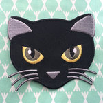 アップリケワッペン 黒猫フェイス ブラックキャット1032*