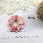 お花 いっぱい   シルバニア 飾り 手作り 材料 にも ミニ リース 薔薇  樹脂 粘土 ブローチ アクセサリー パーツ ドールハウス  10