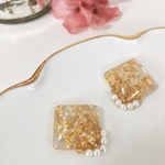 キラキラ✴︎クリアゴールドとパールのピアス/イヤリング
