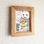 パンダ親子とアイス＊ミニ原画（長方形）