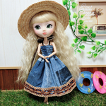 ブライス　リカちゃん  プーリップ   マキシワンピース  デニム風