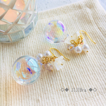 【再販・ラスト】シャボン玉とお花のシャラシャラピアス