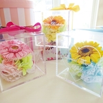 《名入れギフト☆メッセージ刻印》選べる３color!　message ROSE “gerbera bouquet” 一輪のガーベラのフラワーボックス 