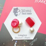 summerRed！レトロボタンピアス