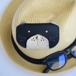 本革　猫型キーケース（スマートキー収納可）　mint　｜ブラック｜