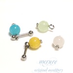 軟骨ピアス14G 16G 18G★パワーストーン 8㎜玉 ジェイド 翡翠  チャーム4個入り ♡【医療用サージカルステンレス】送料無料