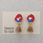 signal red×brown刺繍ピアス