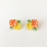 つまみ細工 ひらり花びらのブーケピアス・イヤリング