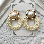 【SALE】大ぶり♡ラタン×ヴィンテージ風ピアス
