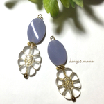 300円☆オーバルグレー☆お花クリアオーバルのピアス/イヤリング