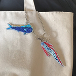 シイラ と リュウグウノツカイ 刺繍 ハンドメイド キーホルダー、チャーム