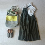 リネンタックエプロンワンピース　khaki