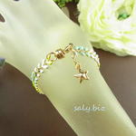 saly☆リーフ×スワロフスキーお星さまのワンタッチ☆ブレスレット