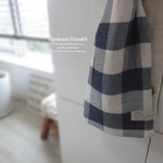 🌳Hinoa88 フェイスタオル 厚地6重ガーゼ×Wガーゼ ブロックチェックネイビー　 皮タグ