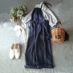【再販10】リネン2WAYサロペットパンツ Navy
