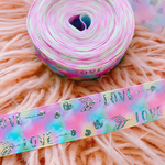LOVE アロー 矢印 ホログラム ゆめかわ MIXカラー グログランリボン   25mm