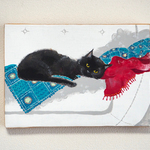 黒猫ソファー《アクリル原画キャンバスsizeSM》