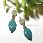 300円☆ターコイズオーバル☆星柄入クリアのピアス/イヤリング