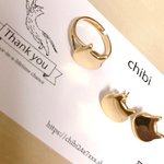 にゃー！シンプル猫 ピアス&リング セット