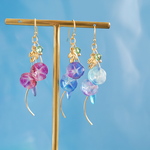【asheliaアーシェリア】朝顔、蔦い揺れる　▷ニッケルフリーピアス／イヤリング／チタン／14kgf