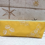 【sale】【難あり】北欧風＊刺繍＊マチつきペンケース＊イエロー