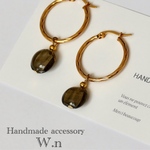  サージカルステンレス❁﻿ ガラス玉のフープピアス❁﻿