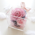 message ROSE “SWEET”　ふんわりピンクのメッセージ、お名前入りミニフラワーボックス