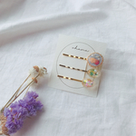 F.ローズとシェルヘアピン3本セット【ヘアアクセサリー】